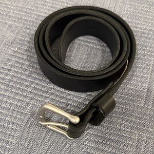 Men's Black Leather Belt with Silver Buckle by Bison Designs